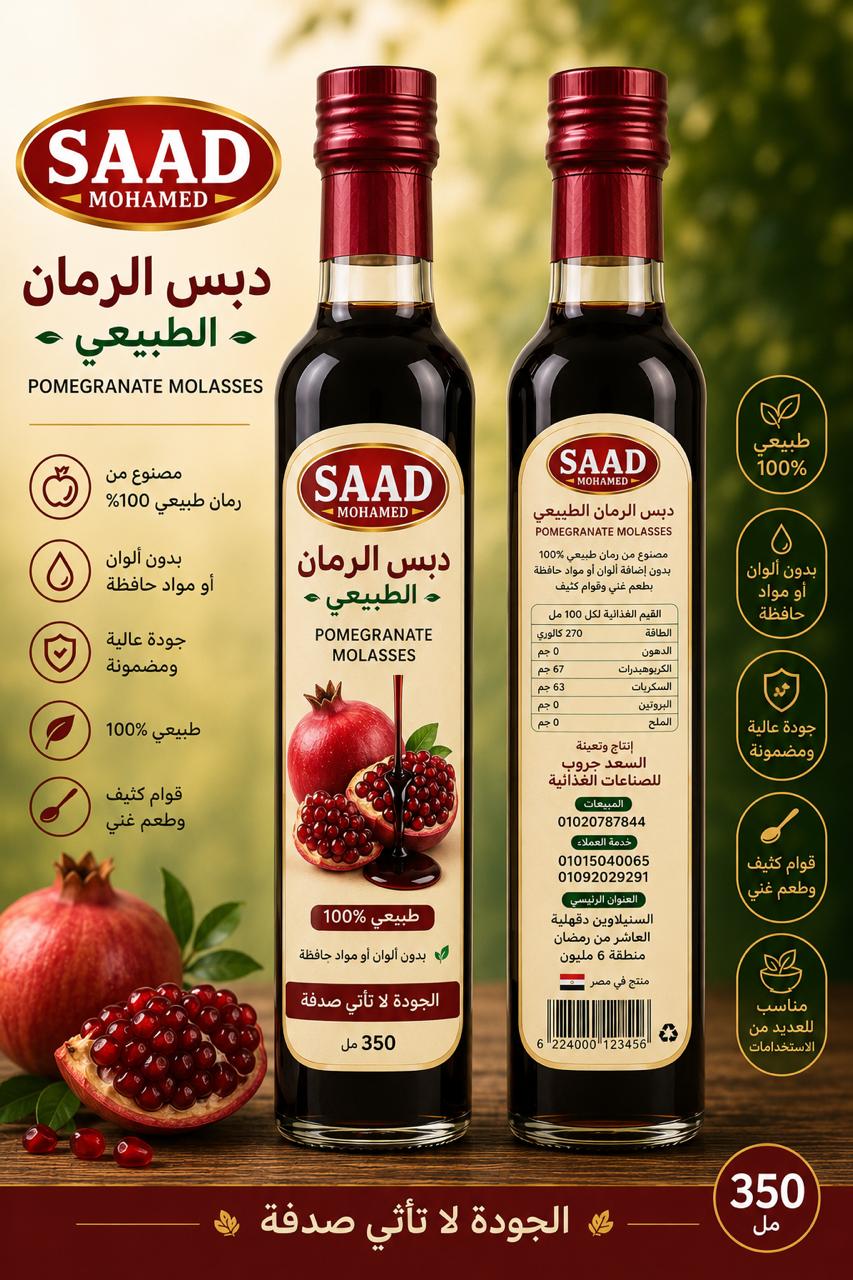 دبس الرمان الطبيعي العضوي النقي من السعد جروب