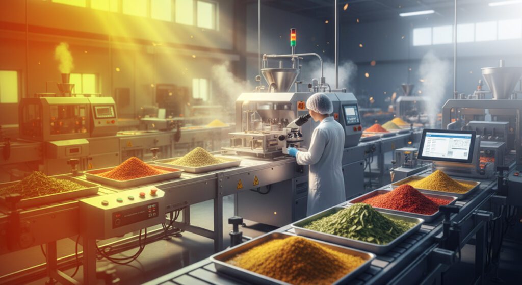 "بهارات ال سعد داخل خطوط إنتاج المصنع مع مراقبة الجودة"